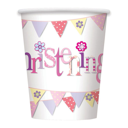 Picture of PINK BUNTING CHRISTENING PAPER CUPS